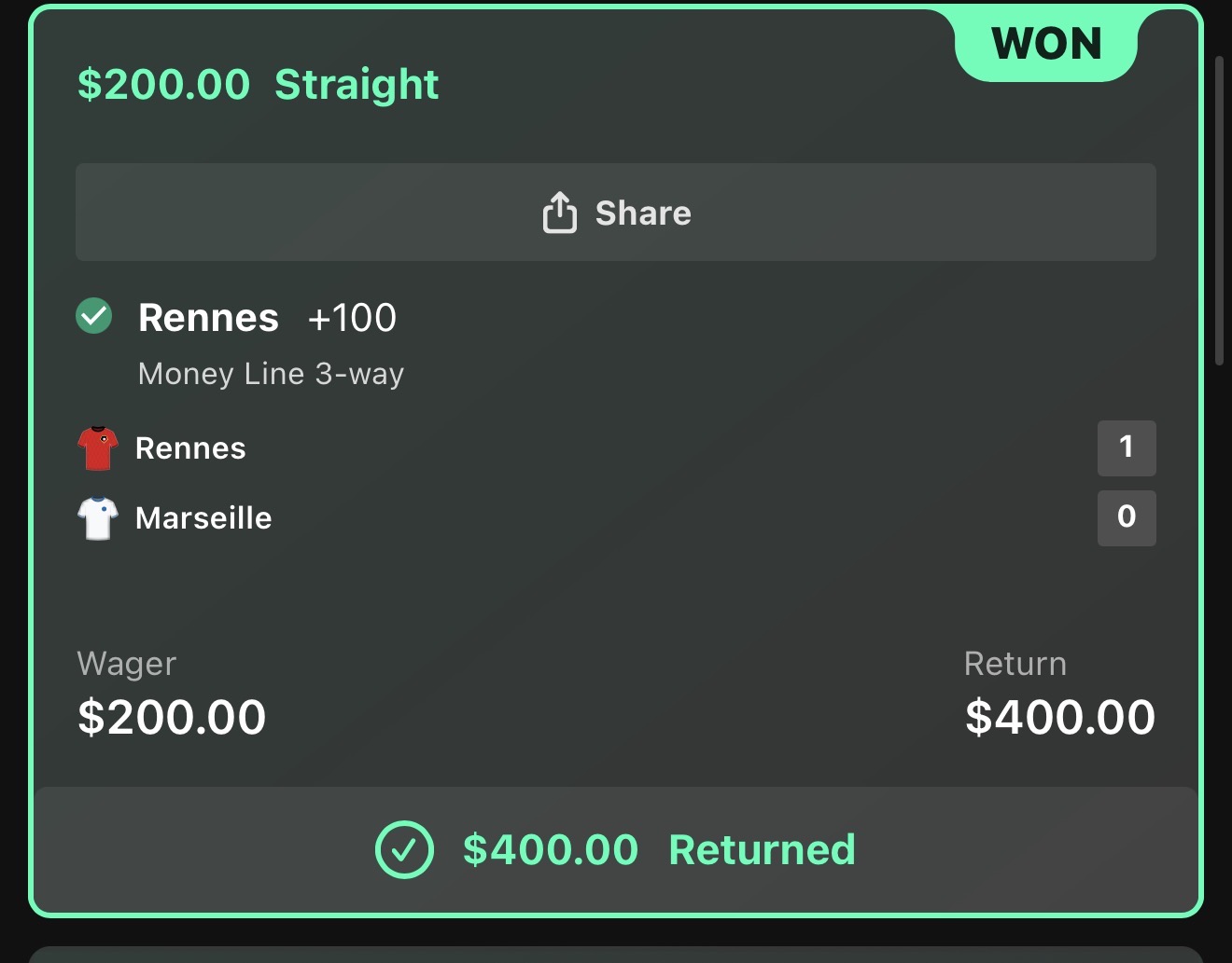 Rennes ML vs Marseille winning ticket